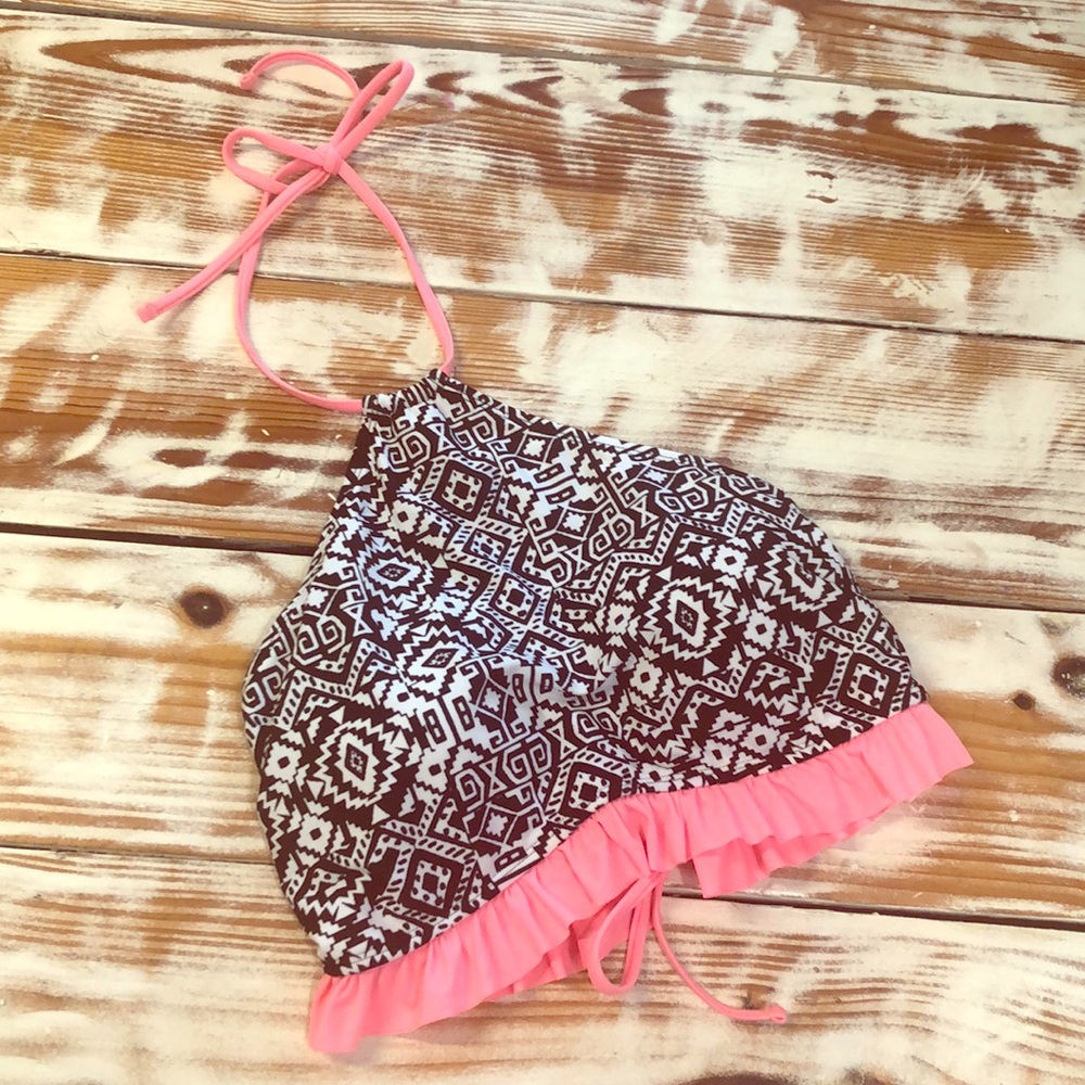 Red Camel Aztec Black & White Halter Bikini Top Junior’s Size X-Large